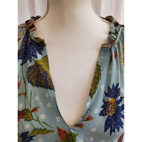 Spartina 449 Silk Josette Blouse Feathers & Butterflies Sheer Size 2XL Autumn - Picture 5 of 16